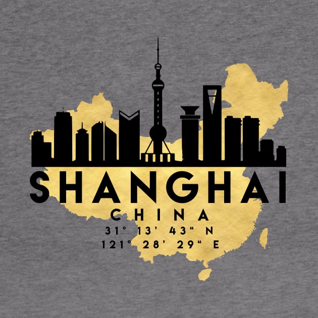 Shanghai China Skyline Map Art by deificusArt